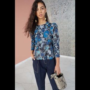 Ulla Johnson Blouse Blue Floral Terese 2 EUC